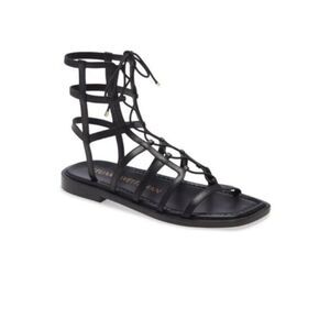 STUART WEITZMAN Womens Black Kora Toe Block Heel Leather Gladiator Sandles 5.5 B